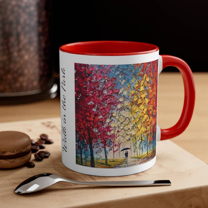Tazza da caffè Walk in the Park Love (bifacciale) per la vendita all'ingrosso da parte di See Joy Creative