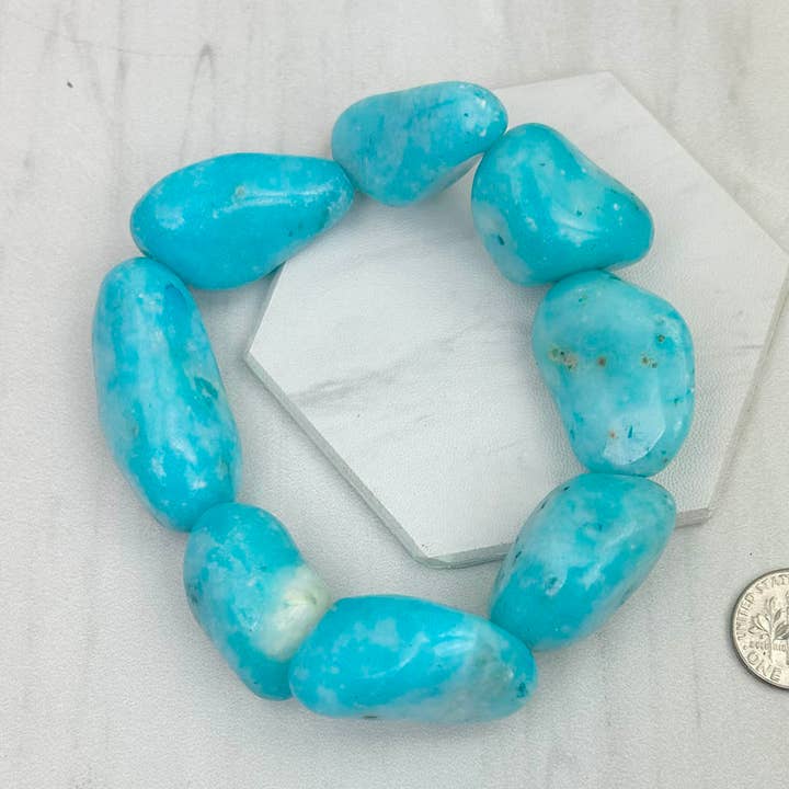 Blue Jade Stone Nuggets Beaded Bracelet for wholesale by Western Elite Jewelry