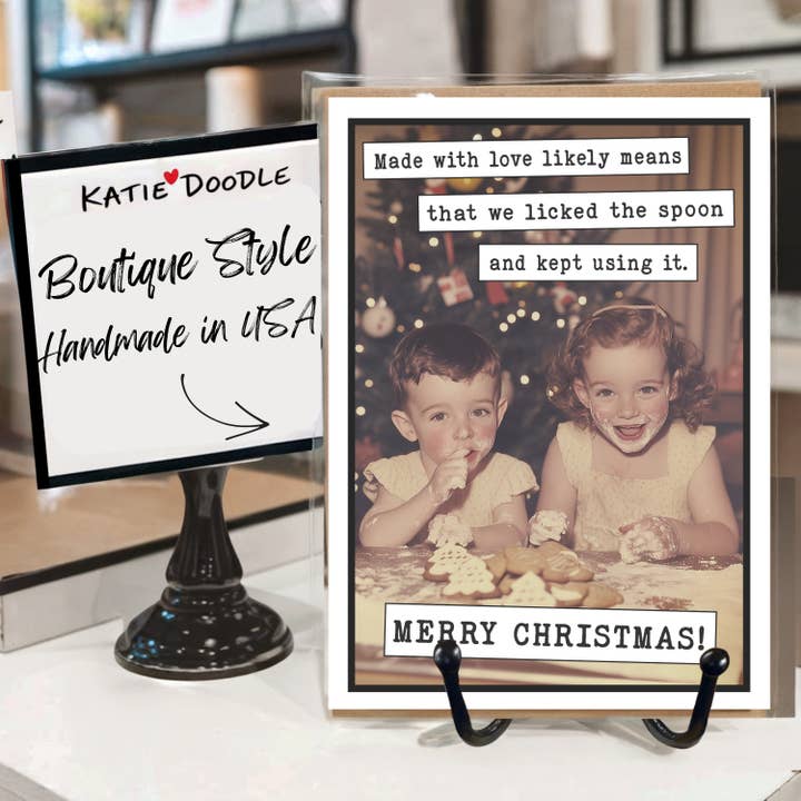 Katie Doodle | Boutique Greeting Cards & Birthday Gifts – wholesale Christmas card – Funny Christmas Handmade Bulk Greeting Card - Free Stand