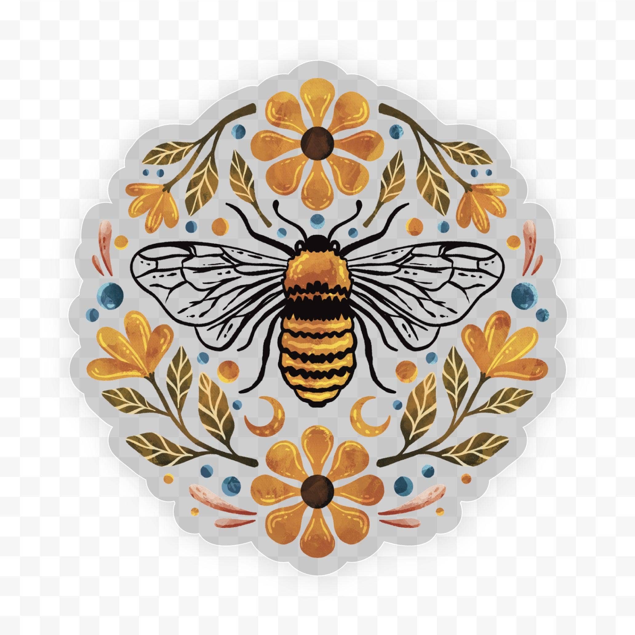 Big Moods - Wholesale Sticker - Flowers And Bee Clear Sticker1