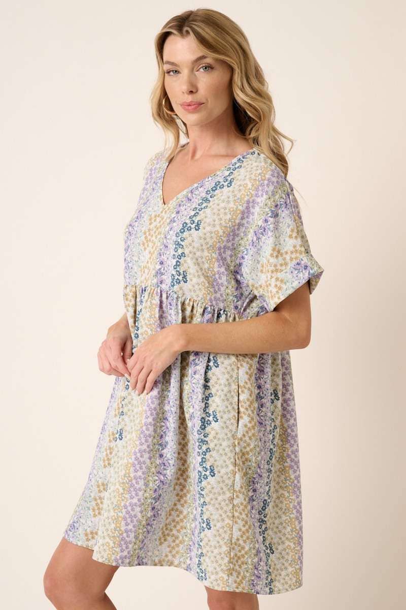 mittoshop - Wholesale Dress - Women's - FLOWER PRINT V NECK BABYDOLL MINI DRESS8