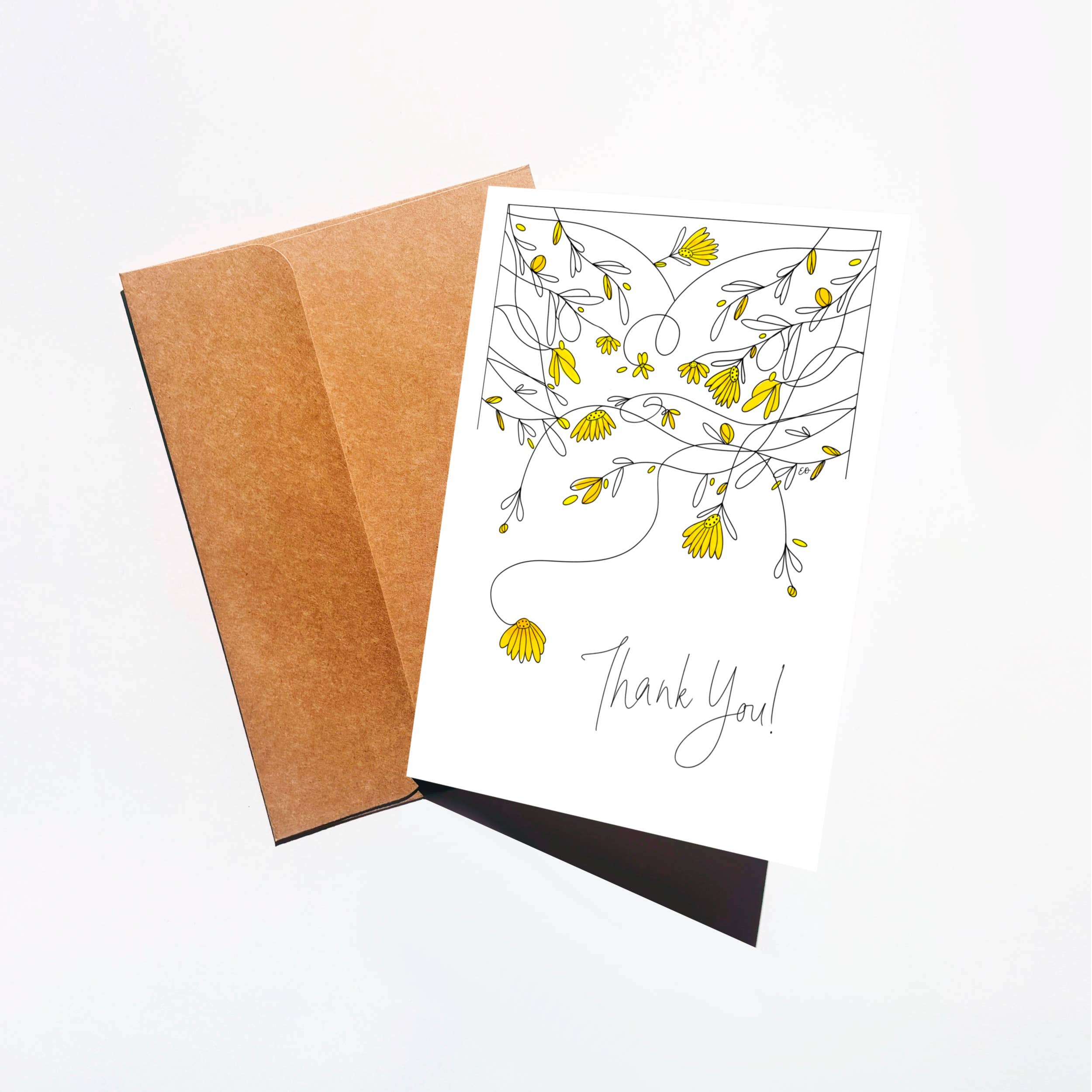EverElling - Wholesale Thank You Card - Yellow Floral Thank You Card1