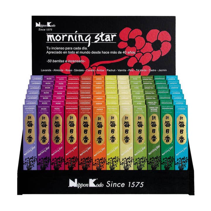 Display of Japanese incense Morning Star for wholesale by Casa Lotus