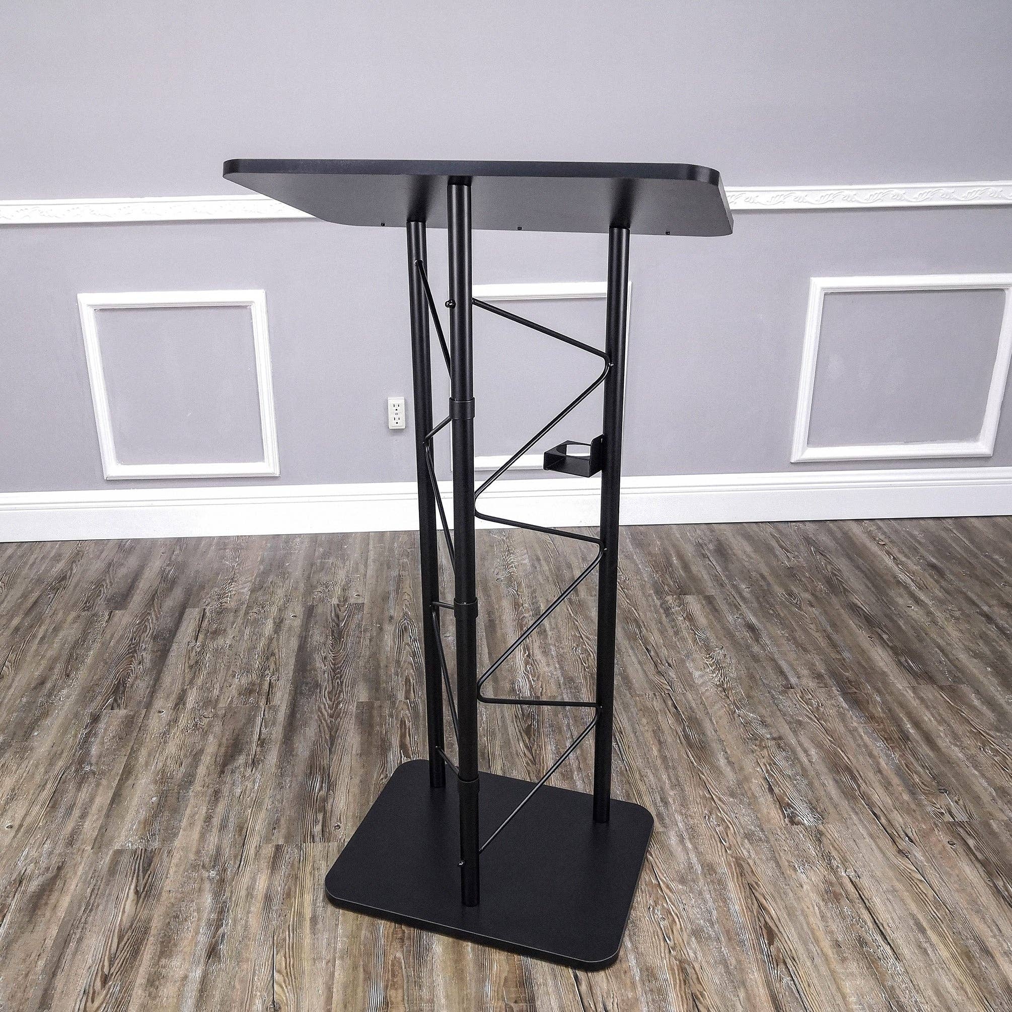 FIXTUREDISPLAYS - Wholesale Speakers - Truss Metal and Wood Podium 25X16X47 Tall Church Pulpit Lectern with Cup Holder 11566-NEW7