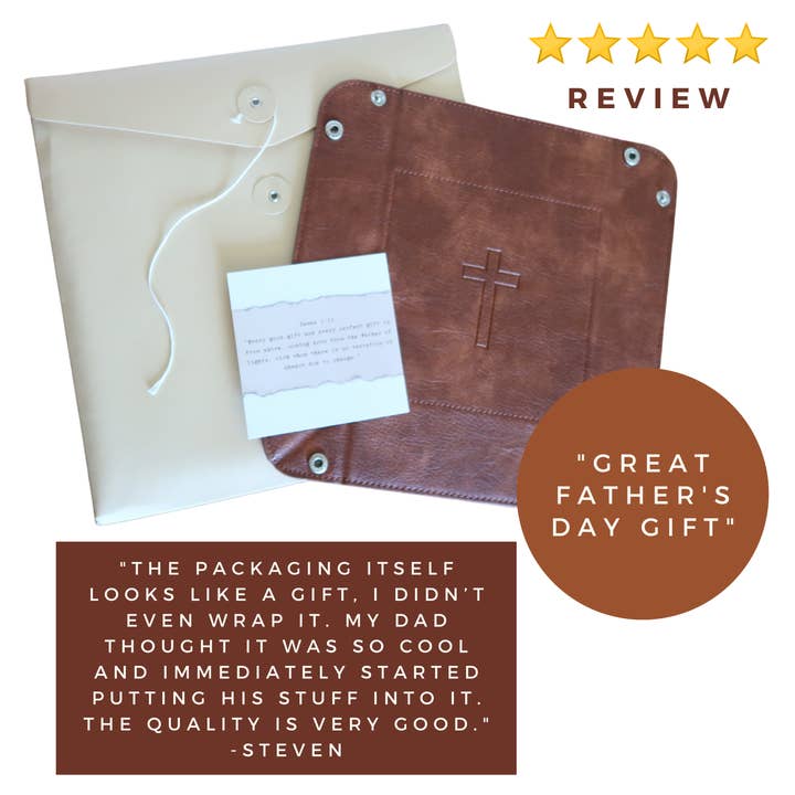 Lain & Lou - Vente Plateaux décoratifs - Cross Valet Tray, EDC Catchall Tray, cadeau chrétien pour homme5