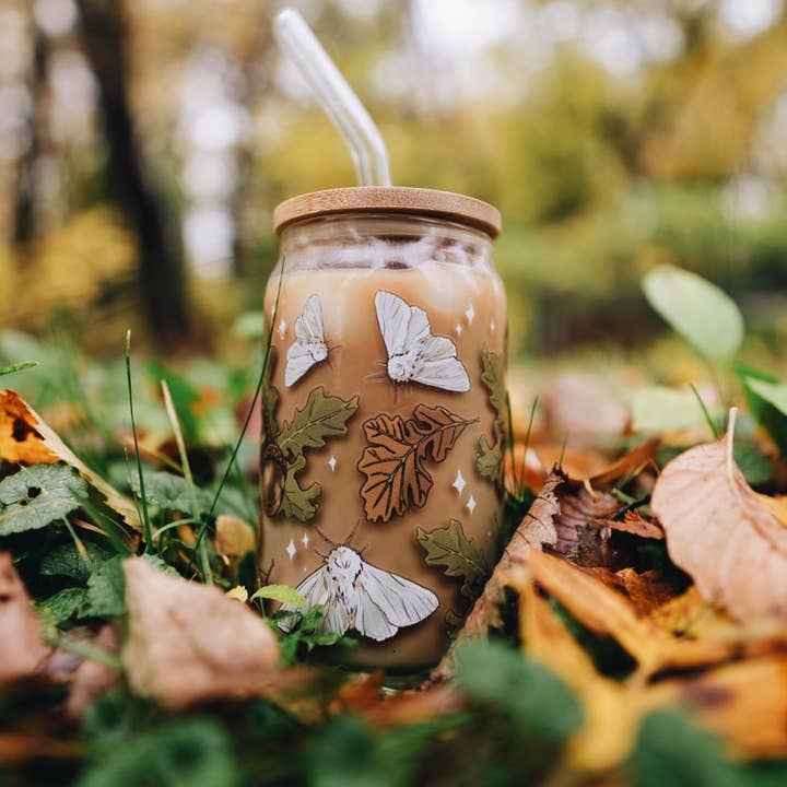 Fablewood Goods - Vendita all'ingrosso Bicchiere/tazza - Oak & Mothling | Bicchiere a forma di lattina da 16oz | Lavabile in lavastoviglie