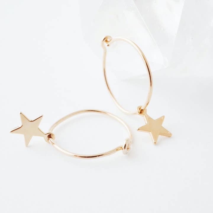 Magic Charm Star Hoops for wholesale by Honeycat Jewelry