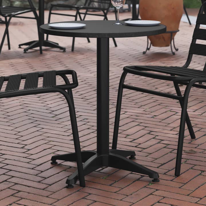 23.5RD Black Metal Indoor-Outdoor Table w/ Base for wholesale by Flash Furniture