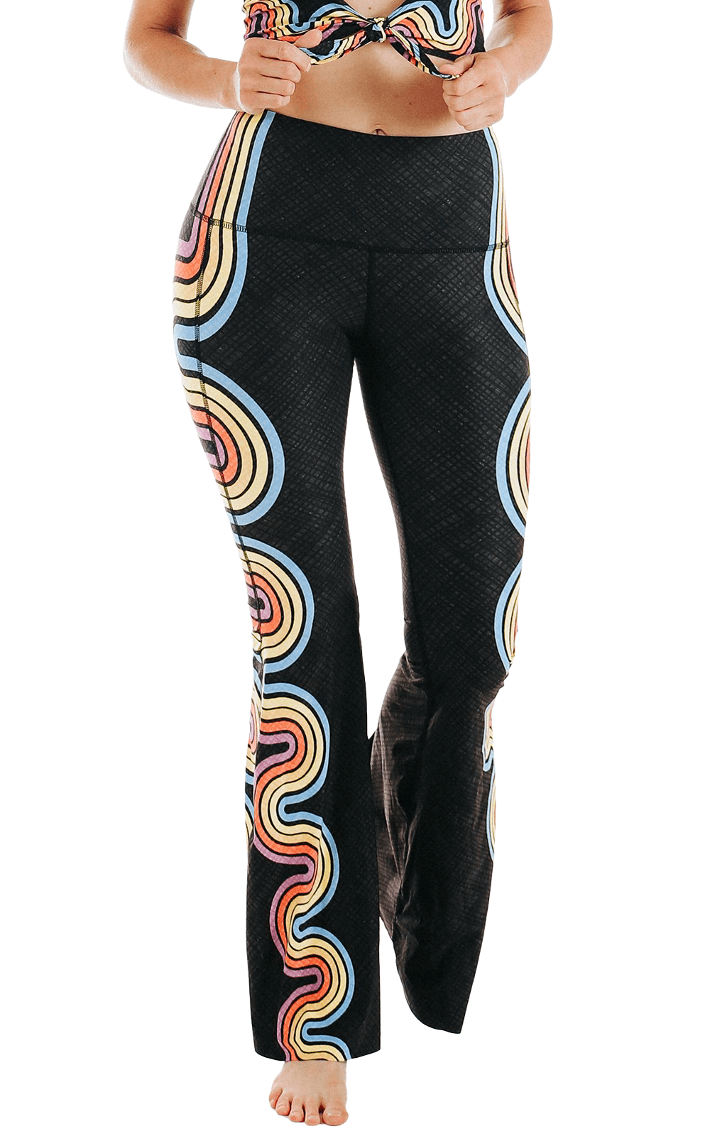 Yoga Democracy - Wholesale Pants - Women's - Double Rainbow Printed Bell Bottoms1