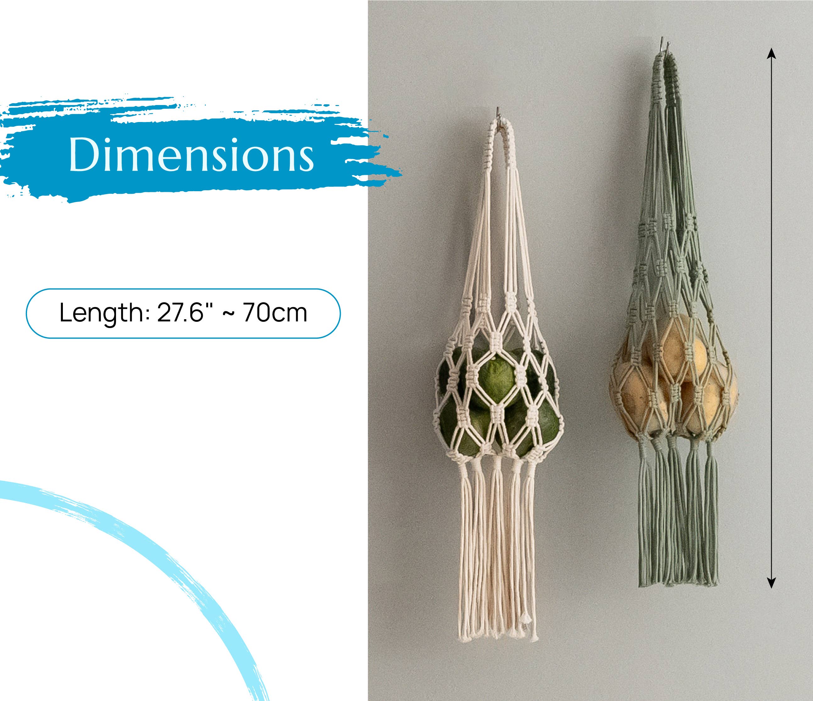 BeanDaikon – wholesale Fruktkorg – Boho Makramé Frukthållare Hängande Korg I662