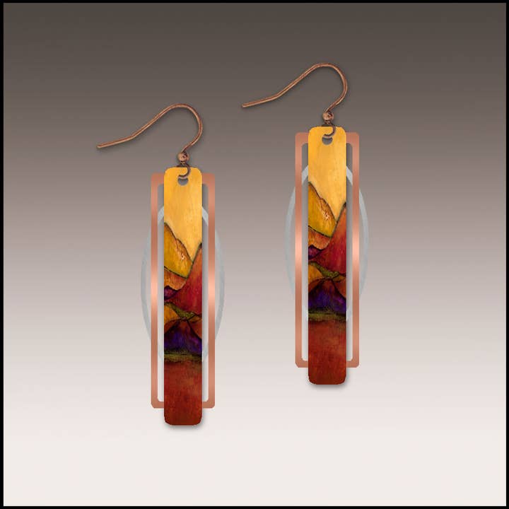 Desert Mountains Geometric Metal Accent Earrings for wholesale by Illustrated Light & DC Designs