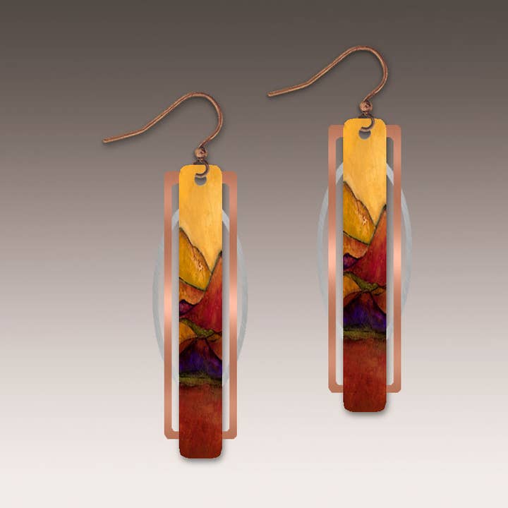 Desert Mountains Geometric Metal Accent Earrings for wholesale by Illustrated Light & DC Designs