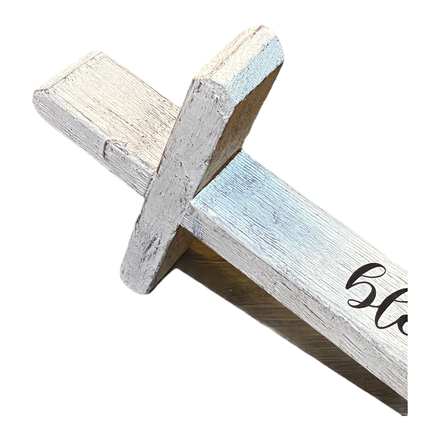 Joshua Jar – wholesale Dekorativt bordsobjekt – Rustik korsdekoration – Välsignad (vit finish)2