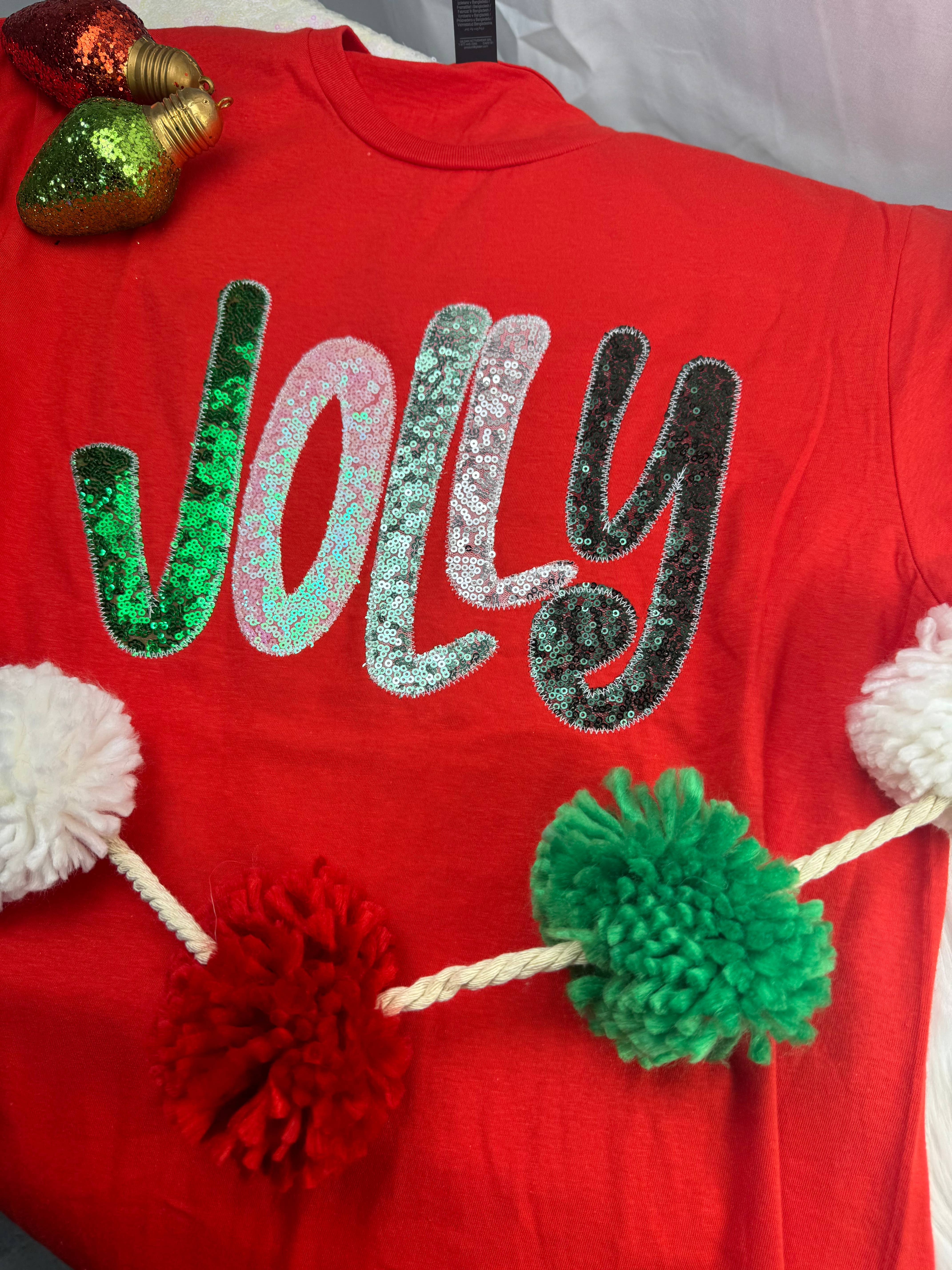 Shop Southern Belle - Wholesale T-Shirt - Women's - Red Jolly Merry (Christmas) Short Sleeve1