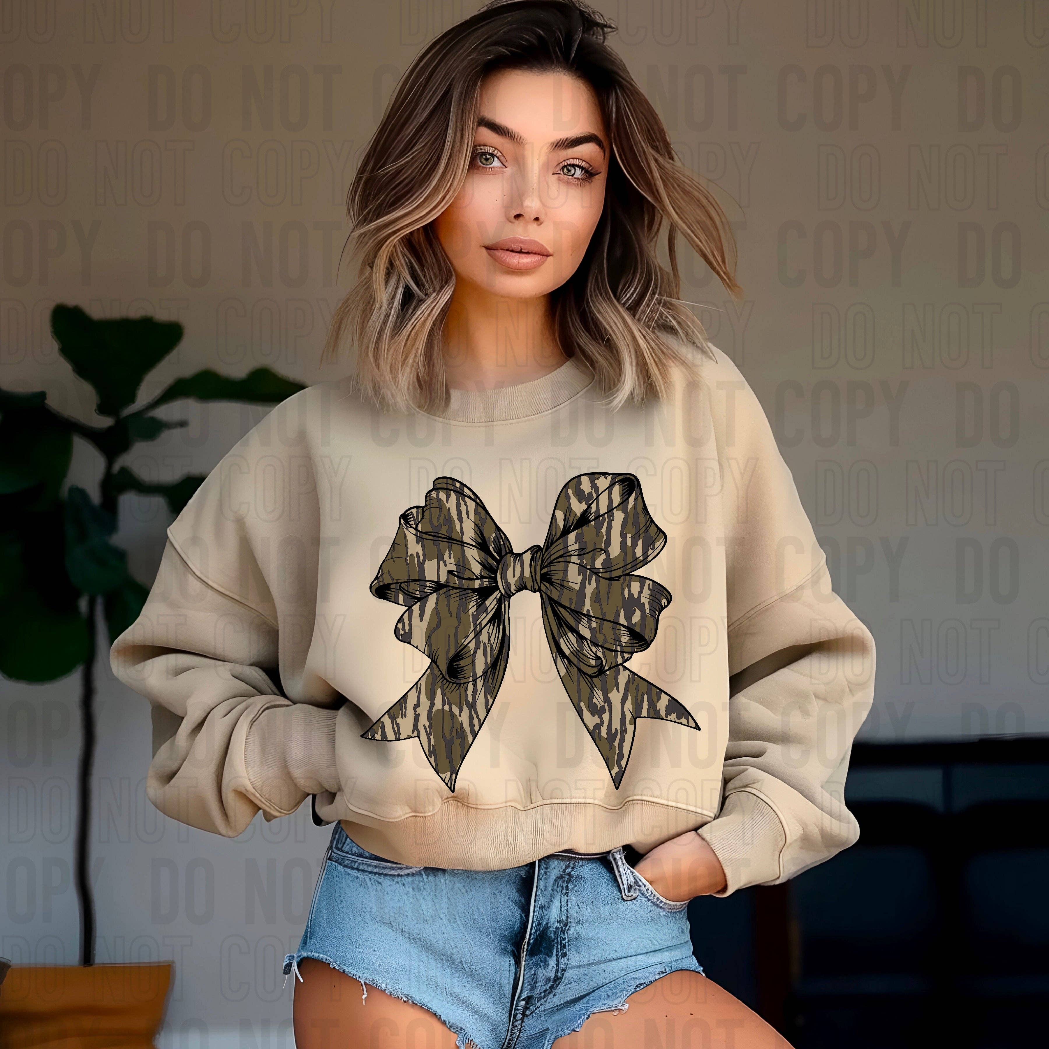 K and M Designs - Wholesale Sublimation Transfer - Camo Coquette Bow Three DTF Transfer