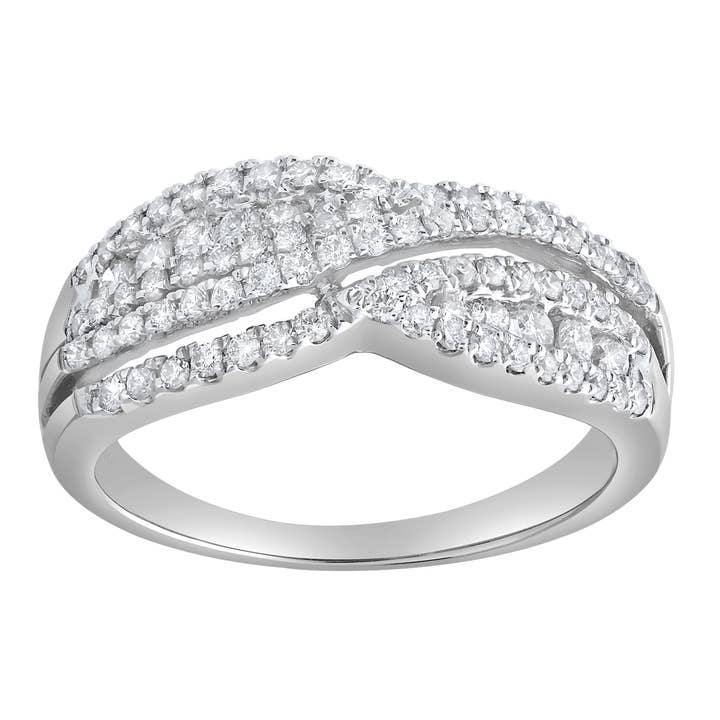 Anel de Diamante Silvéra Crest 0,65 Ct em Ouro Branco 10K por atacado de LuvMyJewelry (LMJ)