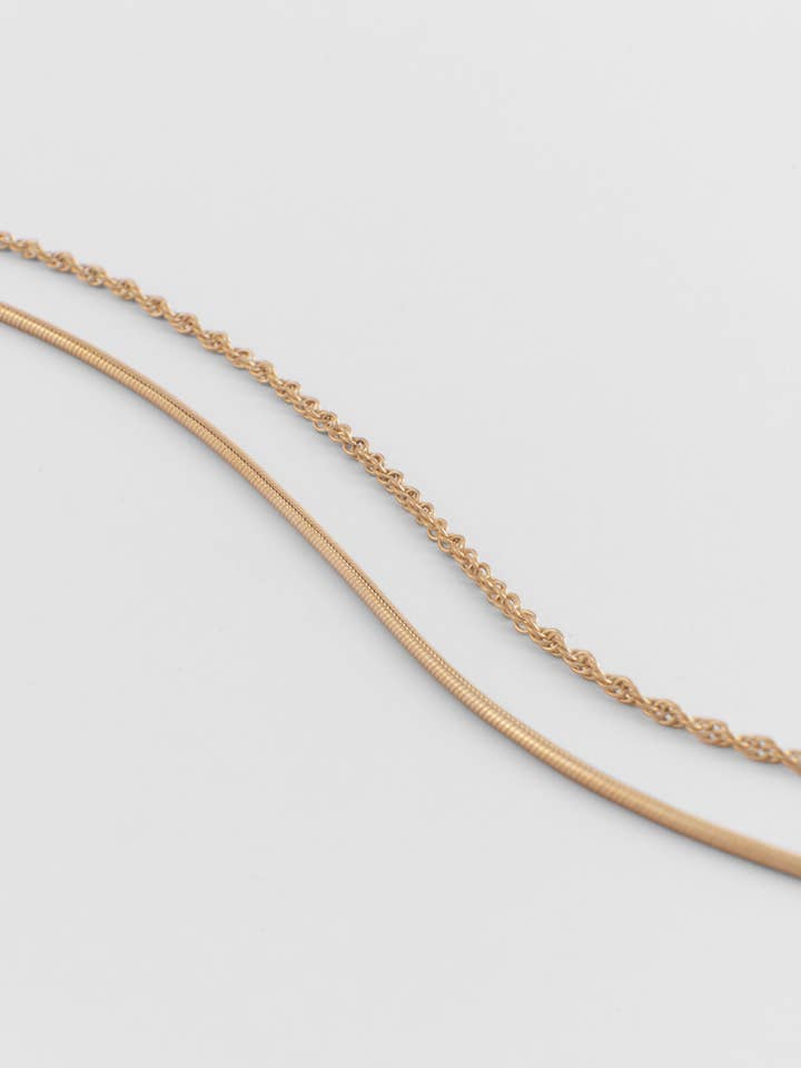 18K Coated Snake & Rope Chain Bracelet Set for wholesale by Buvy Jewellery