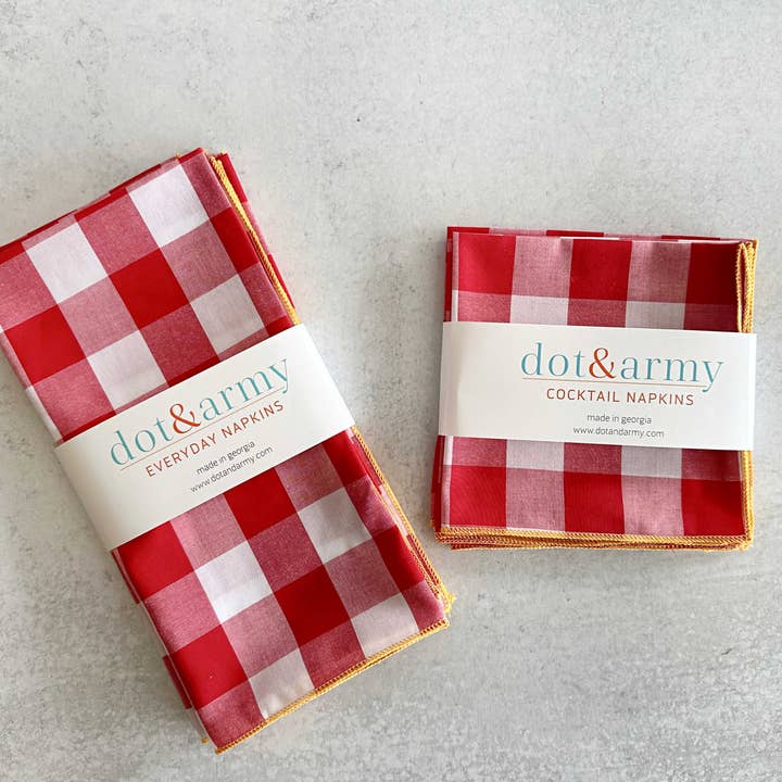Dot and Army - Wholesale Dinner & cloth napkin - Gingham Check Cloth Napkins, set of four