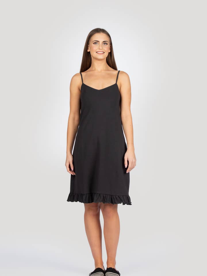 Vestido de Algodão com Bainha de Folhos para Mulher por atacado de linenease