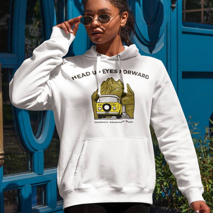 Felpa con cappuccio unisex Huef X Champion «Outdoors. Adventure. Style.» per la vendita all'ingrosso da parte di DesignSkinz