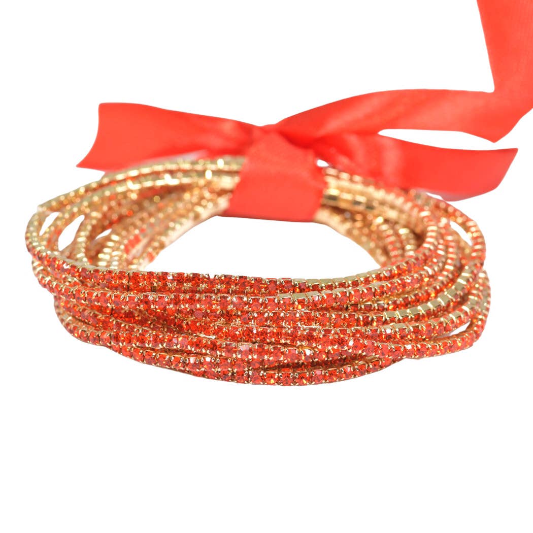 SOPHIA WHOLESALE - Vente Bracelet jonc - Set de 12 bracelets extensibles en cristal strass de 2 mm5