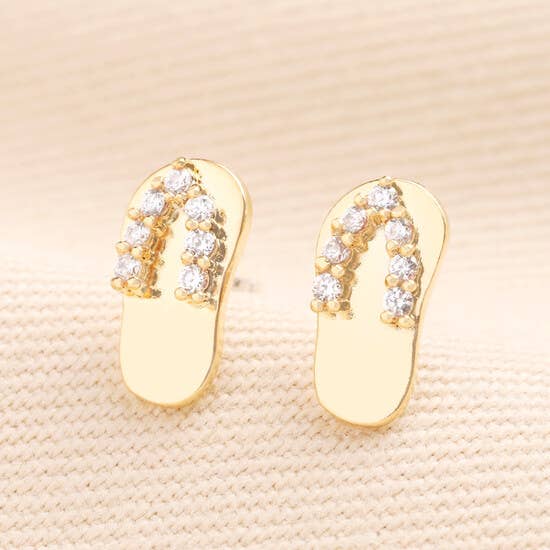 Lisa Angel – wholesale Stud/post earrings – Cubic Zirconia Flip Flop Stud Earrings in Gold0