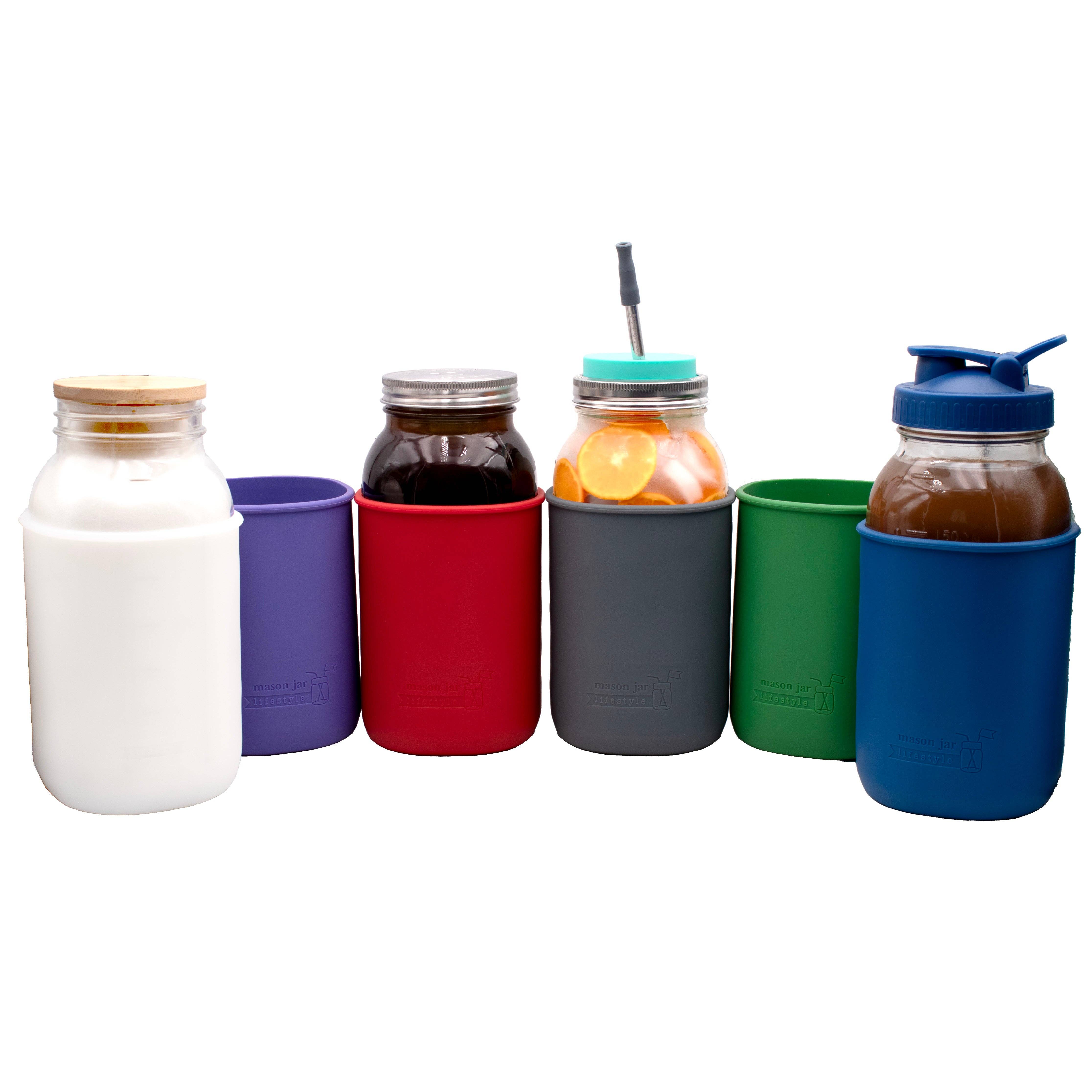 Mason Jar Lifestyle - Vente Housses de boisson - Manchon en silicone pour pots Mason d'un demi-gallon de 64 oz16