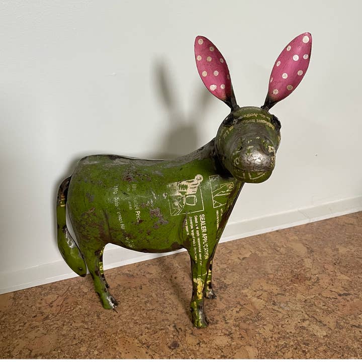 Polka Dot Donkey Recycled Metal Animals for wholesale by Everyday Artifact