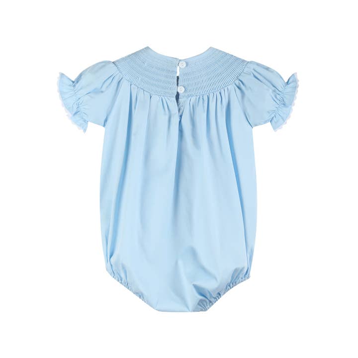 Lil Cactus - Wholesale Bodysuit (Non-Footed) - Baby - Blue and White Smocked Bubble Romper