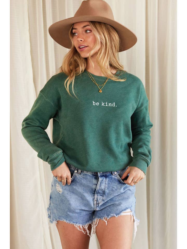 OAT COLLECTIVE - Wholesale Graphic Sweatshirt - Women's - BE KIND. Mineral Graphic Sweatshirt6