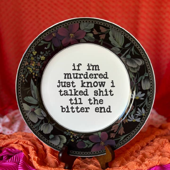 pretty little creeps - Wholesale Decorative Plate/Dish/Bowl - Upcycled Funny Plates, Bitter End, Gift Shop, Tourists