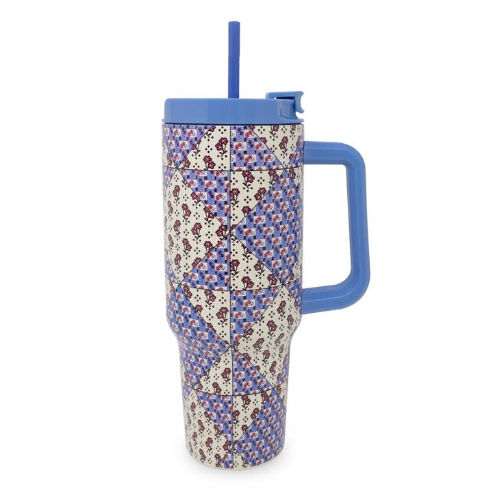 Stainless Steel 40 oz. Tumbler, Rachel Ditsy Patchwork for wholesale by Vera Bradley by Lifeguard Press