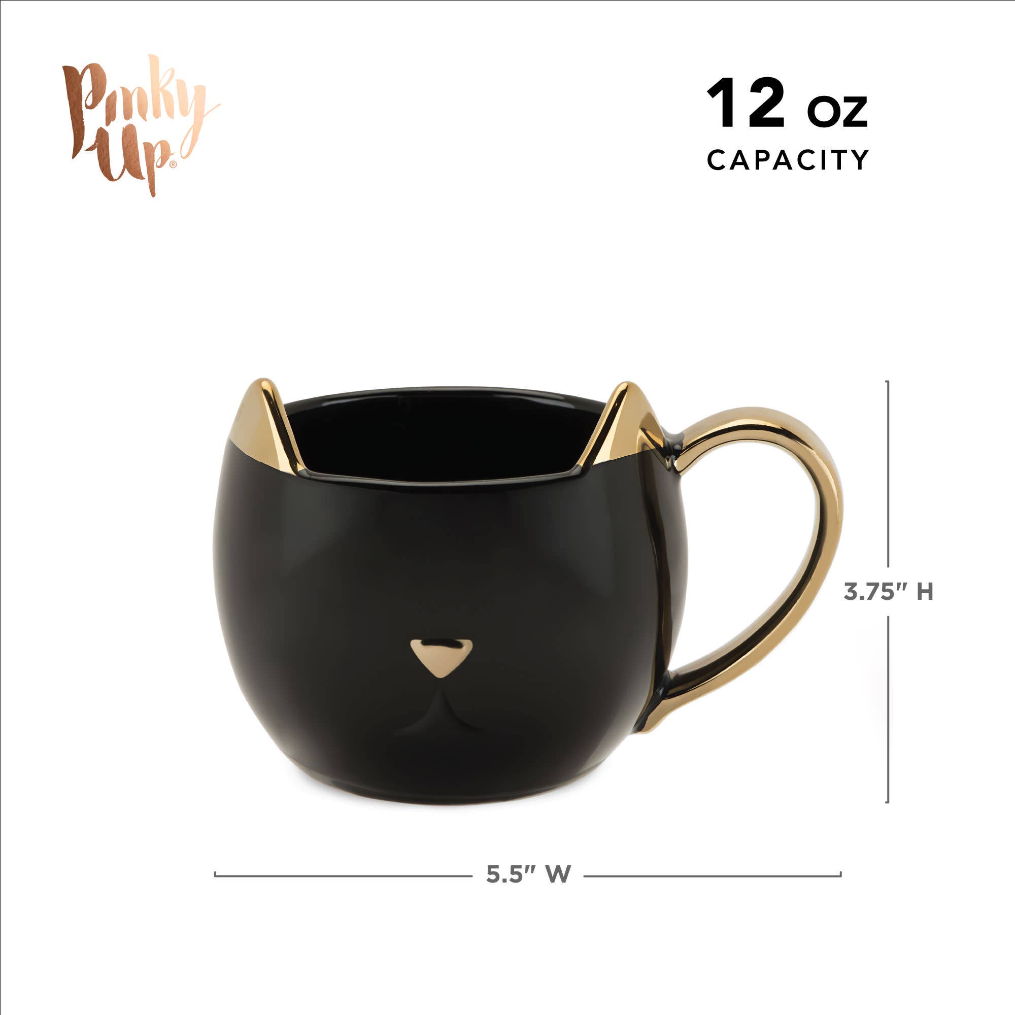 Pinky Up - Wholesale Coffee Mug - Chloe™ Ceramic Mug Cat Paws and Reflect in Black and Gold5
