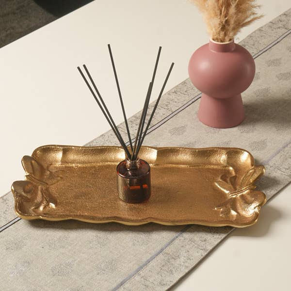 Gold Tray with Bow Accents -LG for wholesale by India Handicrafts Inc