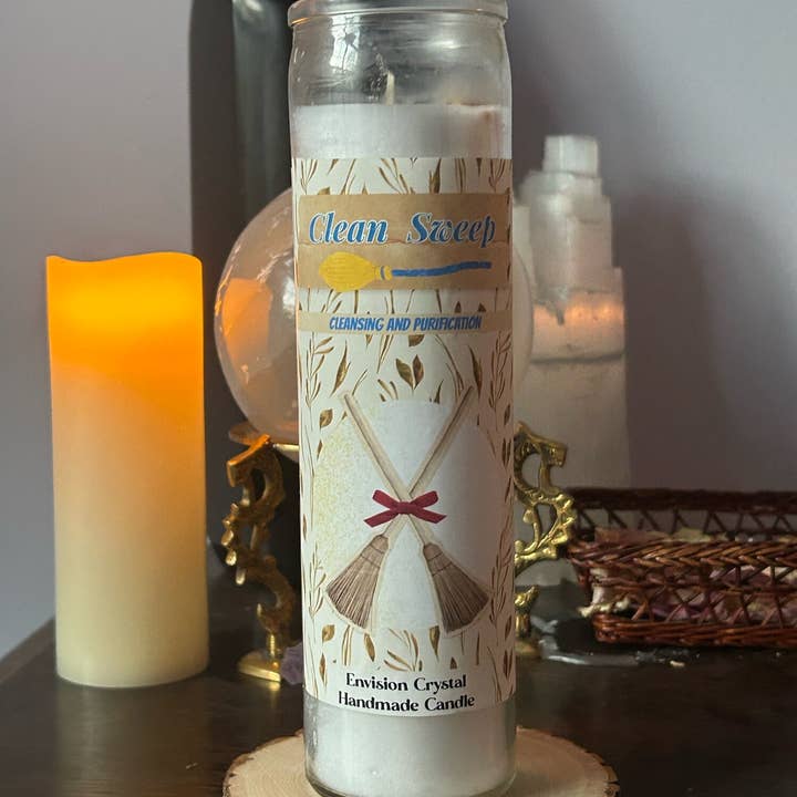 Envision Crystal - Wholesale Jar/Filled Candle - Clean Sweep 7 Day Candle - Scented and Blessed 0