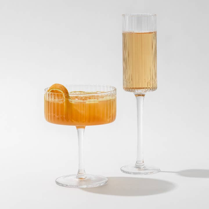 JoyJolt - Wholesale Champagne Flute - JoyJolt Elle Fluted Cylinder Champagne Glass - Set of 2