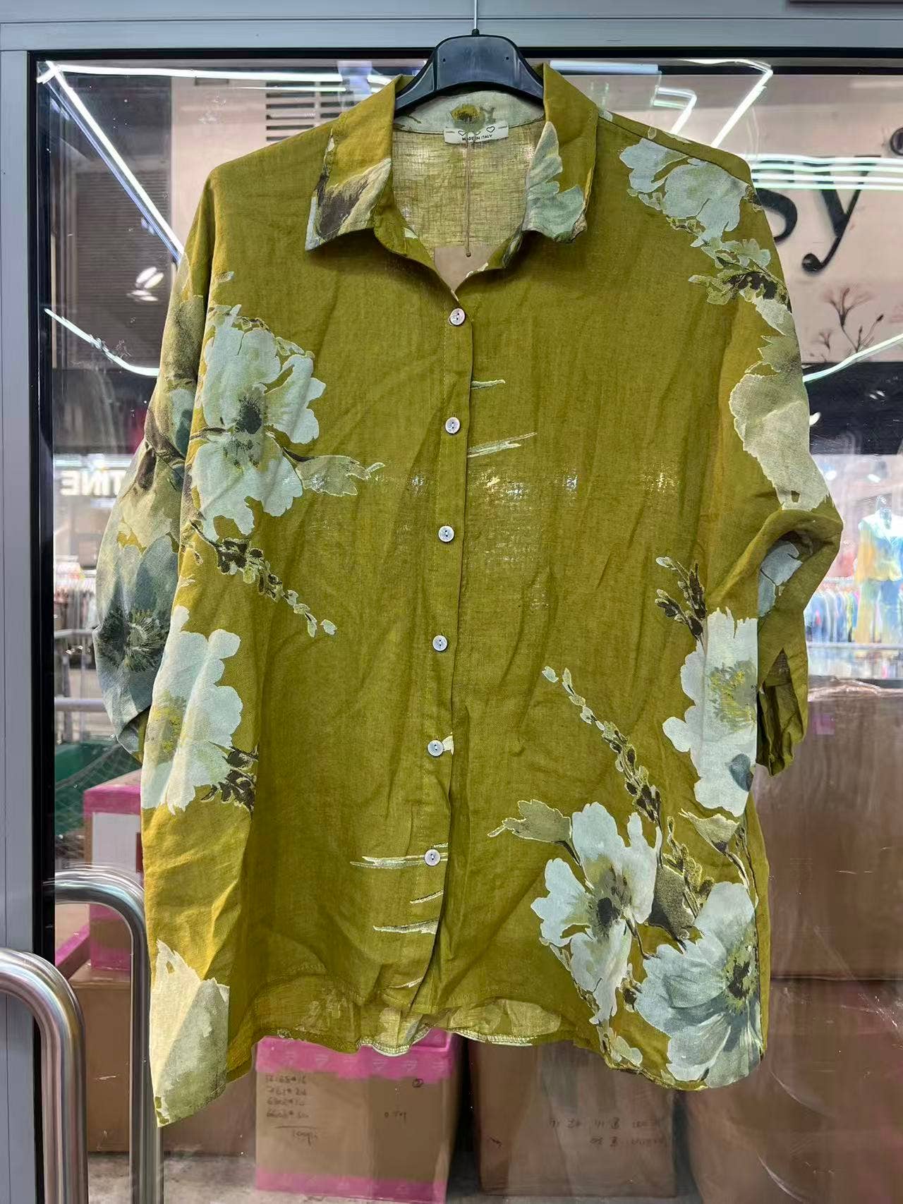 LÉA & LUC - Wholesale Dress - Women's - Floral print shirt in 100% Linen REF. 20090/518