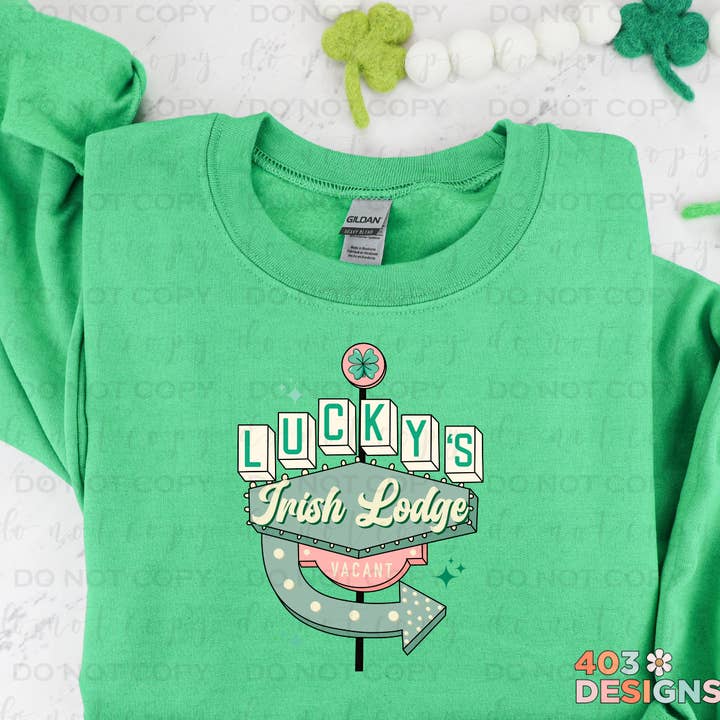 403 Designs - Wholesale Graphic Sweatshirt - Women's - Lucky's Irish Lodge-Crew Sweatshirt or T-Shirt 0
