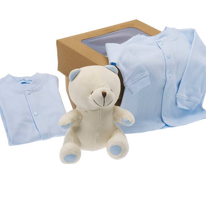 Confezione Orsetto BIO blu per la vendita all'ingrosso da parte di Les Bebes d'Elysea