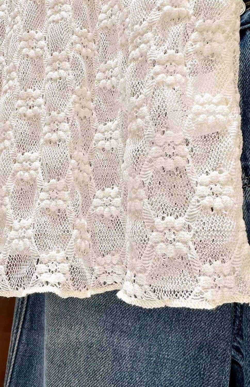 Rosa Clothing - Wholesale T-Shirt - Women's - Sheer Mesh Diamond Floral Lace Layering Fitted Crew Top13