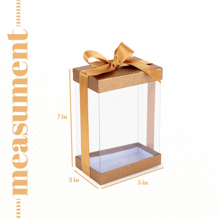 Hammont - Wholesale Gift Box - Clear Plastic Gift Boxes 6 Pack Bakery Boxes Gold2