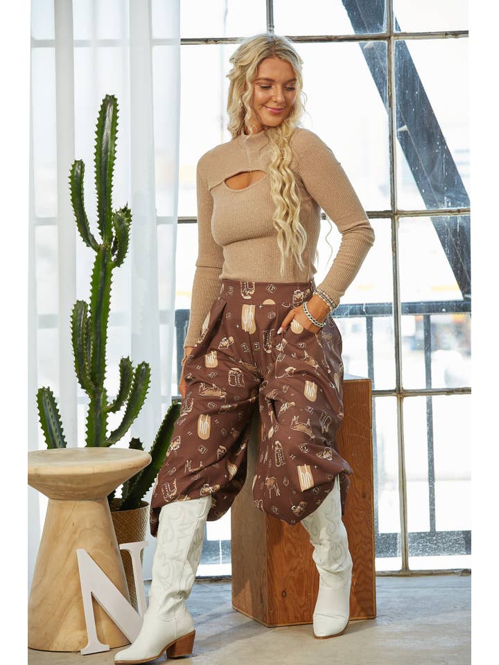 Print P919-4663-Western Farm Fabric Flare Wide Leg Palazzo Pants for wholesale on Faire3