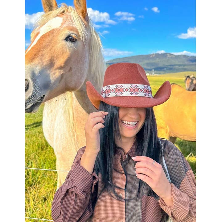 Aztec Vegan Fabric Cowboy Hat VCE0063 for wholesale by C.C Beanie
