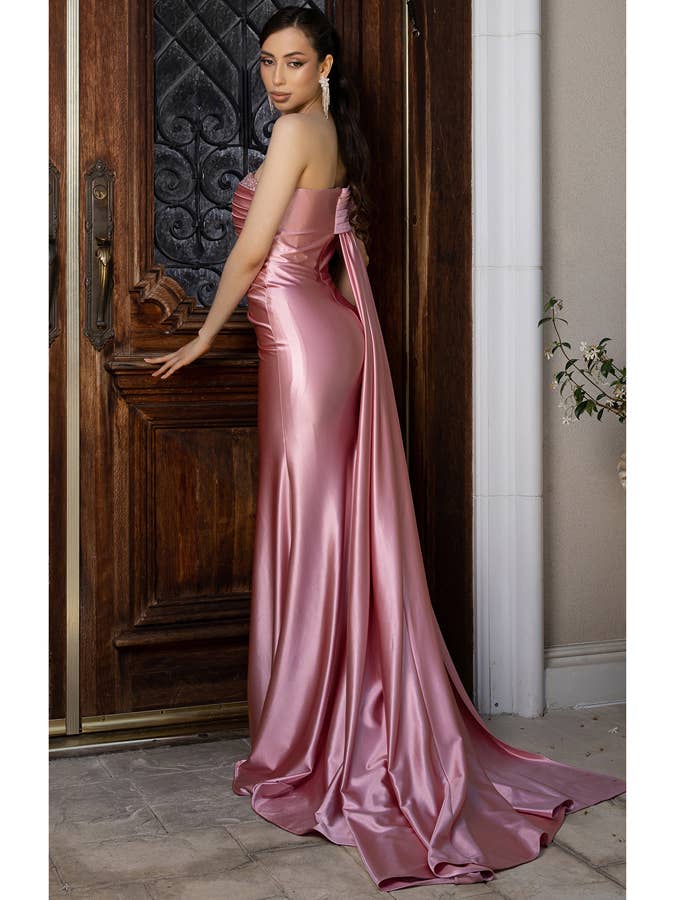 Babyfox Apparel – Großhandel Abendkleid – Damen – Einteiliges Kleid mit 3D-Blumenapplikationen aus Satin im Etui-Stil14