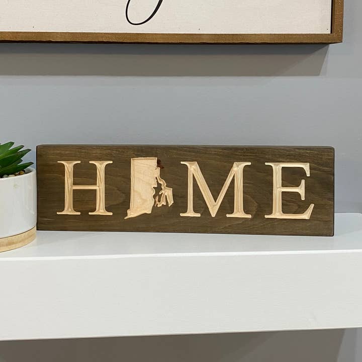 Rhode Island “Home” Sign for wholesale by Creative Carpentry of Maine