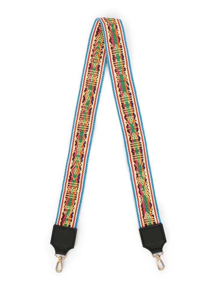 AZTEC WOVEN STRAP // BLUE W MULTI COLOR for wholesale by LOLA Y TULA