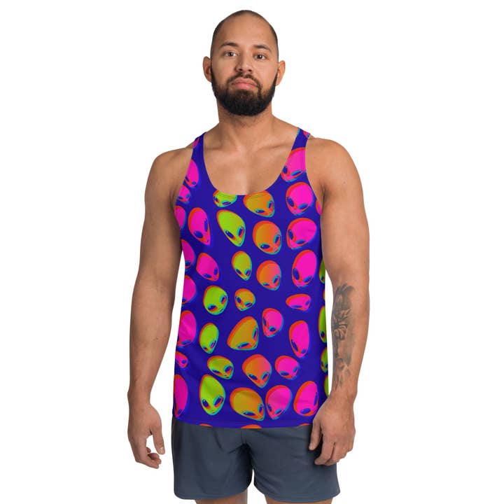 Débardeur Unisexe Neon Alien Blast pour la vente par BigTexFunkadelic