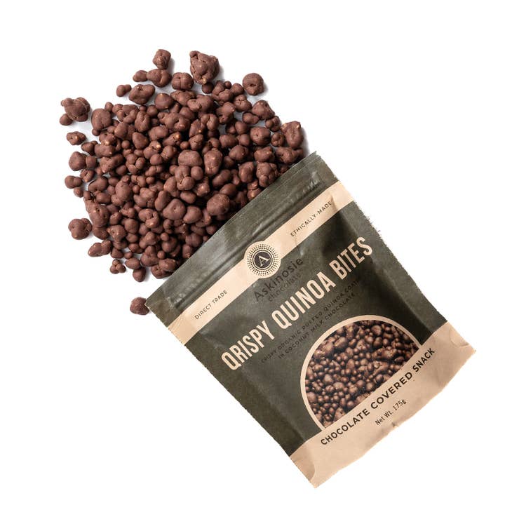 Askinosie Chocolate - Wholesale Chocolate Covered Sweets - Chocolate Covered Qrispy Quinoa Bites (6 pouches)1