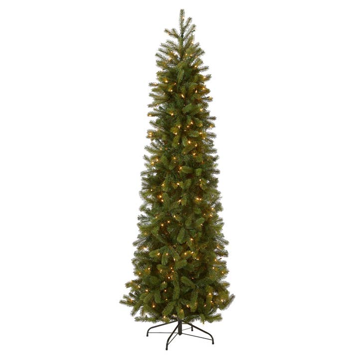 7.5 ft. Pre-Lit Downswept Douglas Fir Pencil Slim Tree with Clear Lights, Plug-In for wholesale by National Tree Company