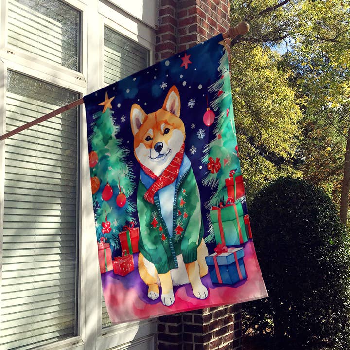 Shiba Inu Christmas House Flag DAC3652 for wholesale by Caroline's Treasures